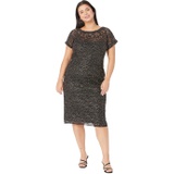 Maggy London Plus Size Illusion Top Dress with Metallic Corded Lace
