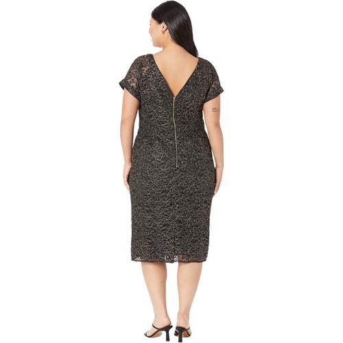  Maggy London Plus Size Illusion Top Dress with Metallic Corded Lace