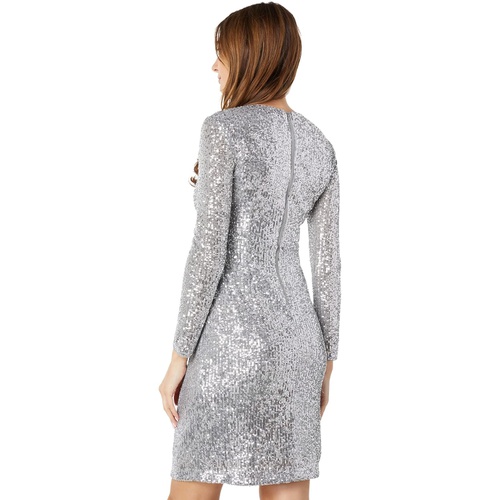  Maggy London Long Sleeve Twist Front Sequin Dress