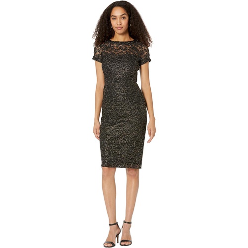  Maggy London Illusion Top Dress with Metallic Corded Lace