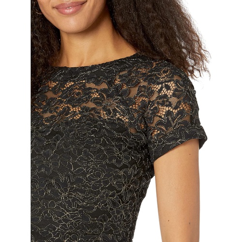  Maggy London Illusion Top Dress with Metallic Corded Lace