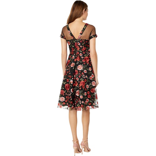  Maggy London Illusion Top Embroidered Fit-and-Flare Dress