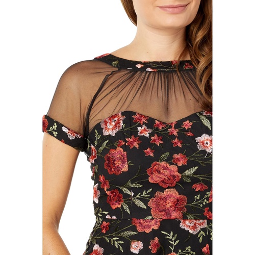  Maggy London Illusion Top Embroidered Fit-and-Flare Dress