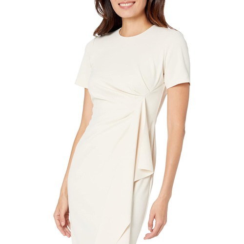  Maggy London Short Sleeve Sheath Dress with Draped Side Detail