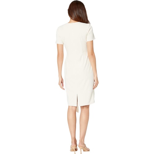  Maggy London Short Sleeve Sheath Dress with Draped Side Detail