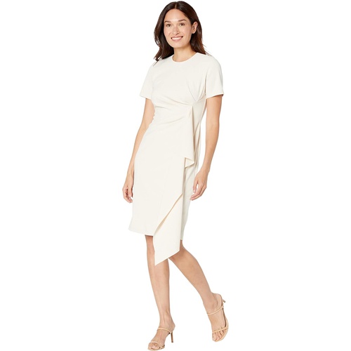  Maggy London Short Sleeve Sheath Dress with Draped Side Detail