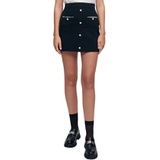 maje Knit Cotton Miniskirt_BLACK