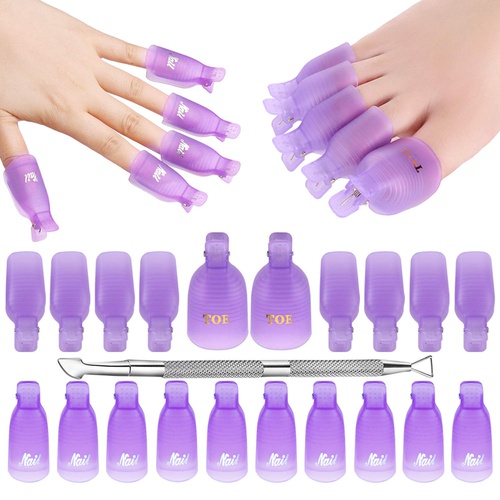  Makartt Gel Nail Polish Remover Clips Kit with 20 Pcs Resuable Finger and Toenail Acrylic Nail Polish Remover Wraps for Home DIY & Nail Salon, R-03