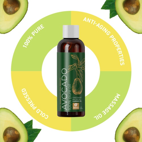  Maple Holistics Avocado Oil For Hair Skin and Nails - Pure Avocado Oil Hair Moisturizer for Dry Hair - Humectant Moisturizer Avocado Oil for Skin Care Natural Hair Oil and Carrier Oil for Essentia