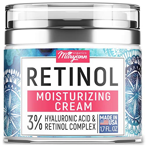  Maryann Organics Anti Aging Retinol Moisturizer Cream for Face - Natural and Organic Night Cream - Made in USA - Wrinkle Cream for Women and Men - Facial Cream with Hyaluronic Acid and 3% Retinol C