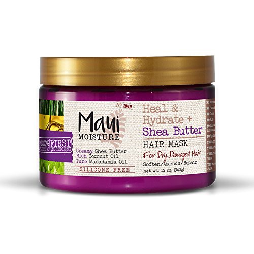  Maui Moisture Heal & Hydrate + Shea Butter Hair Mask & Leave-In Conditioner Treatment to Deeply Nourish Curls & Help Repair Split Ends, Vegan, Silicone, Paraben- & Sulfate-Free, Co