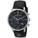 Maurice Lacroix Mens Eliros Stainless Steel Quartz Watch with Leather Calfskin Strap, Black, 20 (Model: EL1098-SS001-310-1)