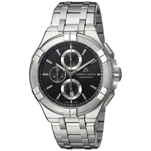  Maurice Lacroix Mens Aikon Quartz Watch with Stainless-Steel Strap, Silver, 23 (Model: AI1018-SS002-330-1)