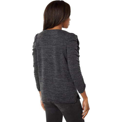  Max Studio Texture Rib Rouched Sleeve Top