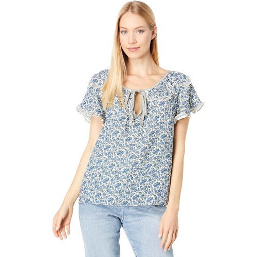  Max Studio Short Sleeve Neck Tie Blouse