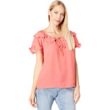 Max Studio Short Sleeve Neck Tie Blouse