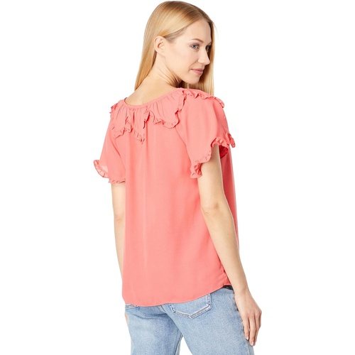  Max Studio Short Sleeve Neck Tie Blouse