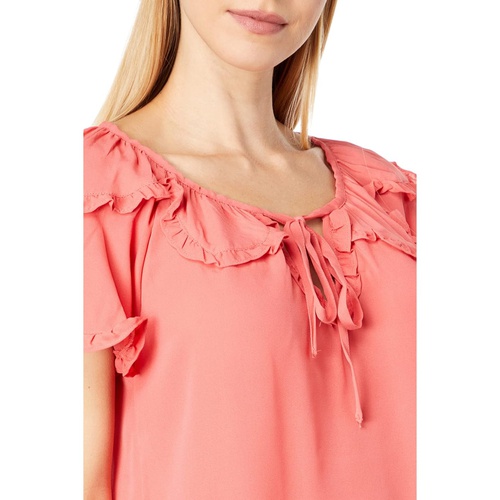  Max Studio Short Sleeve Neck Tie Blouse