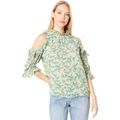 Max Studio Georgette Cold-Shoulder Ruffle Top