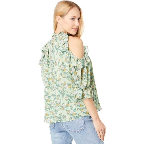  Max Studio Georgette Cold-Shoulder Ruffle Top