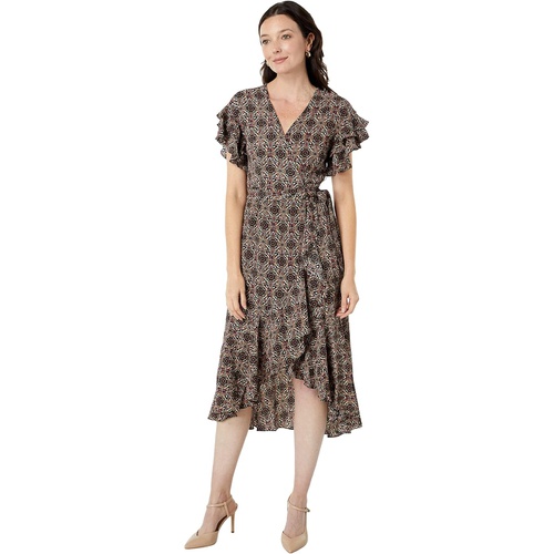  Max Studio Short Sleeve Woven Wrap Dress