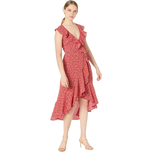  Max Studio Printed Bubble Crepe Wrap Dress