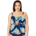 Maxine of Hollywood Womens Plus Size 2-Tiered Ruffle Tankini Swimsuit Top