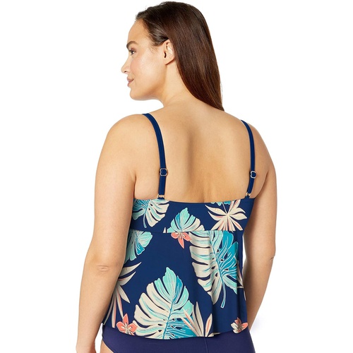  Maxine of Hollywood Womens Plus Size 2-Tiered Ruffle Tankini Swimsuit Top