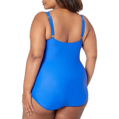  Maxine of Hollywood Womens Plus-Size V-Neck Shirred Twist Front One Piece Swimsuit