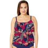 Maxine of Hollywood Womens Plus Size 2-Tiered Ruffle Tankini Swimsuit Top