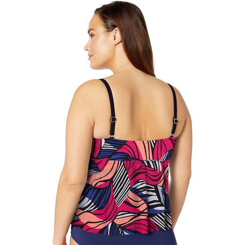  Maxine of Hollywood Womens Plus Size 2-Tiered Ruffle Tankini Swimsuit Top