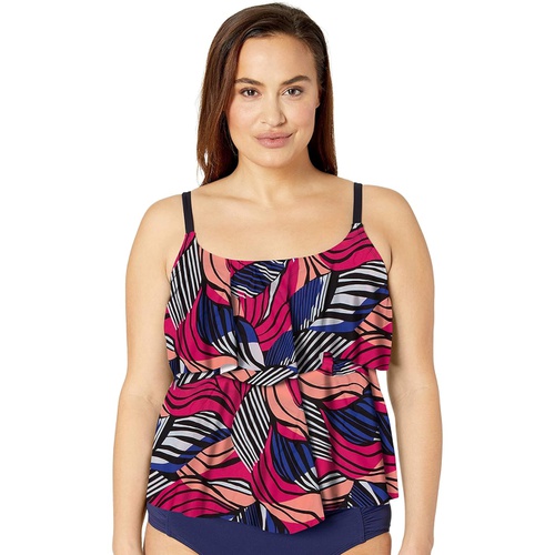  Maxine of Hollywood Womens Plus Size 2-Tiered Ruffle Tankini Swimsuit Top