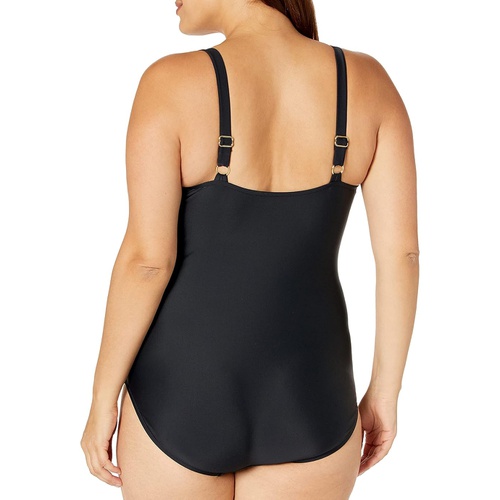  Maxine of Hollywood Womens Plus-Size V-Neck Shirred Twist Front One Piece Swimsuit