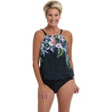 Maxine Of Hollywood Womens High Neck Keyhole Blousan Mio One Piece Swimsuit