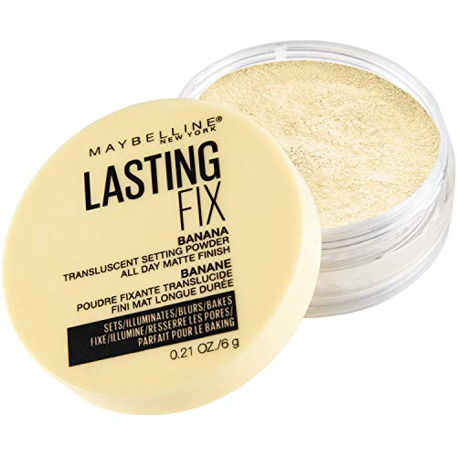  Maybelline New York Banana Powder, Loose Setting Face Powder Makeup, Fine Setting Powder, Matte Finish, Soft Focused Effect, Suitable for All Skin Tones, Shade 10, 0.21 Oz