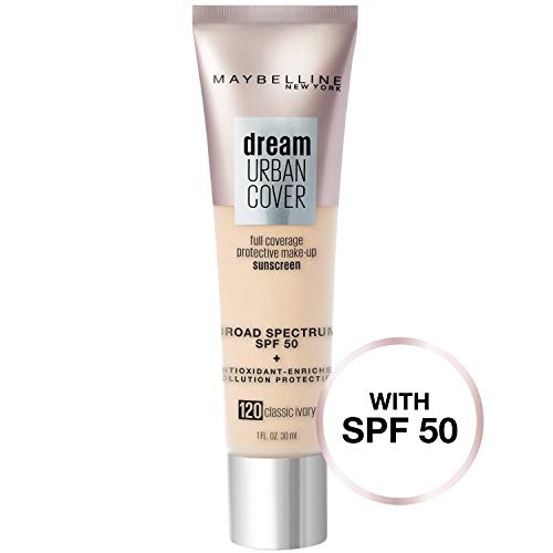  Maybelline New York Maybelline Dream Urban Cover Flawless Coverage Foundation Makeup, SPF 50, Classic Ivory