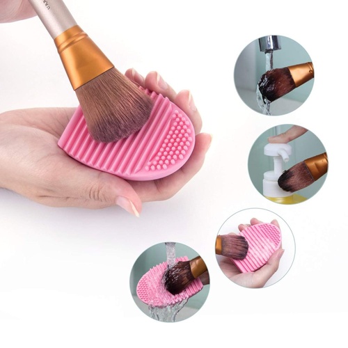  MelodySusie Makeup Brush Cleaner Silicone Makeup Brush Cleaning Mat, Brush Cleaner Pad,Cosmetic Brush Cleaner, Portable Washing Tool, Color Removal Cleaner Sponge, Green& Pink, Pac