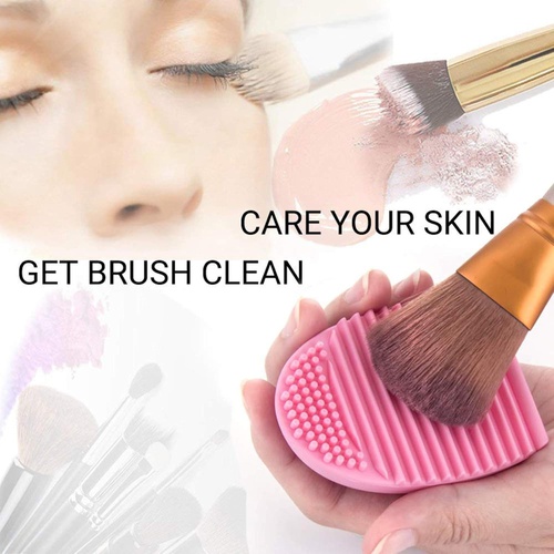  MelodySusie Makeup Brush Cleaner Silicone Makeup Brush Cleaning Mat, Brush Cleaner Pad,Cosmetic Brush Cleaner, Portable Washing Tool, Color Removal Cleaner Sponge, Green& Pink, Pac