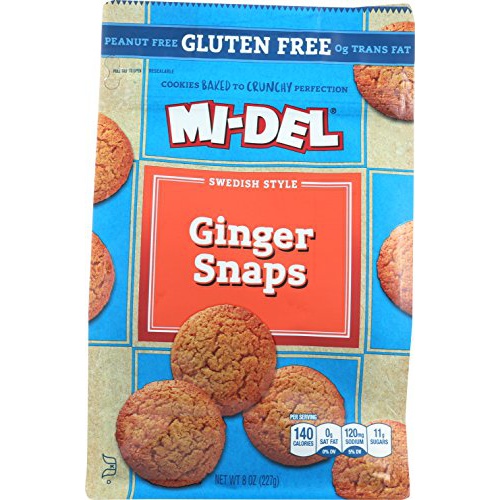  Mi-Del Gluten Free Cookies, Swedish Ginger Snaps, 8 Ounce