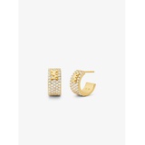 Michael Kors Precious Metal-Plated Sterling Silver Pave Logo Mini Hoop Earrings