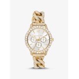 Michael Kors Layton Pave Gold-Tone Curb-Link Watch