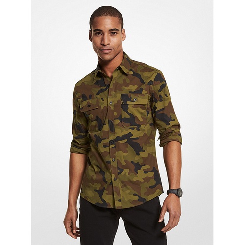 마이클코어스 Michael Kors Mens Slim-Fit Camouflage Stretch Cotton Shirt