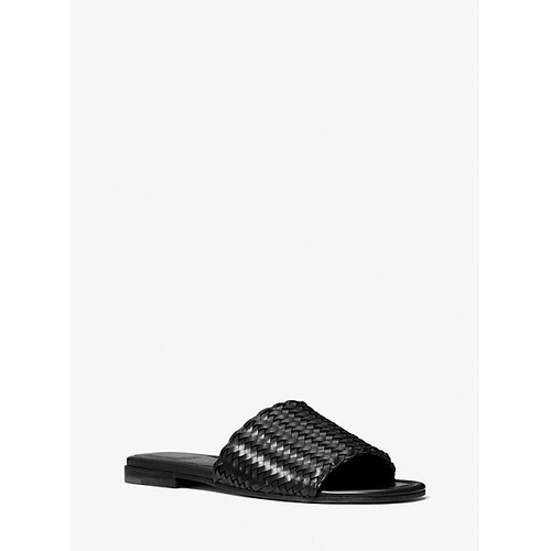 마이클코어스 MICHAEL Michael Kors Gideon Logo Embossed Faux Leather Slide Sandal