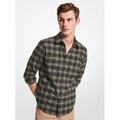 Michael Kors Mens Slim-Fit Plaid Cotton Flannel Shirt