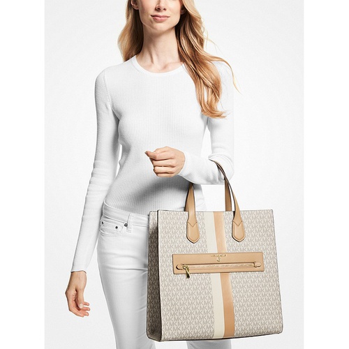 마이클코어스 MICHAEL Michael Kors Kempner Large Logo Stripe Tote Bag