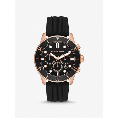 마이클코어스 Michael Kors Oversized Cunningham Rose Gold-Tone and Silicone Watch