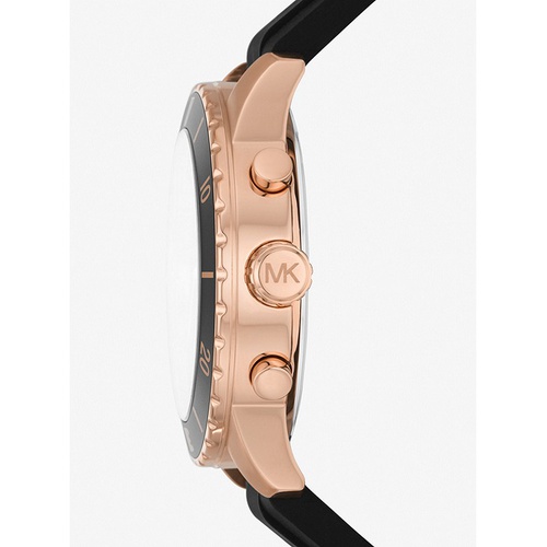 마이클코어스 Michael Kors Oversized Cunningham Rose Gold-Tone and Silicone Watch