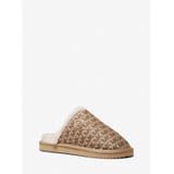 MICHAEL Michael Kors Janis Faux Fur-Lined Logo Jacquard Slipper