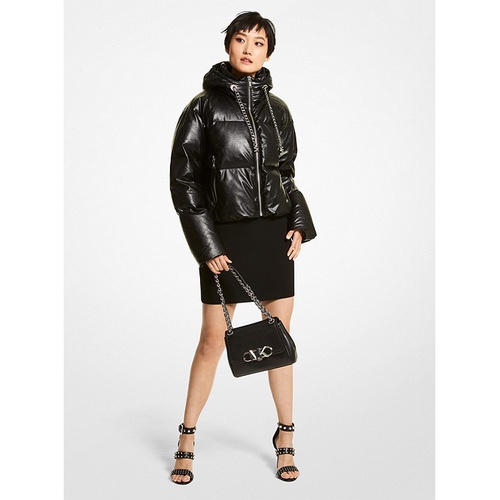 마이클코어스 MICHAEL Michael Kors Quilted Faux Leather Puffer Jacket