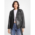 MICHAEL Michael Kors Belted Leather Biker Jacket